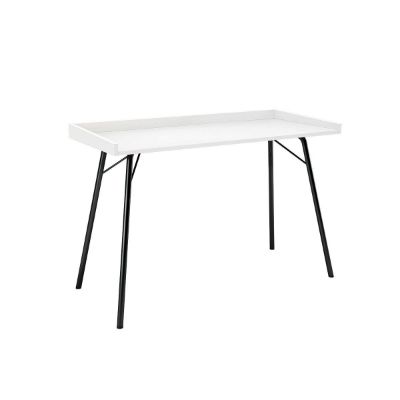 Birou cu picioare metalice alb/negru Tray
