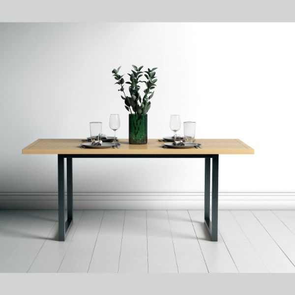 Masa dining fixa 180 cm stejar/negru Ramden