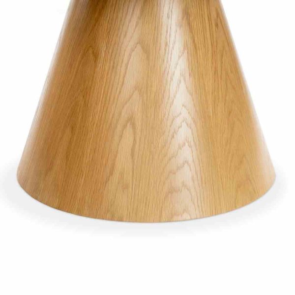 Masa dining rotunda din MDF si PAL cu furnir de stejar natur Bevelo