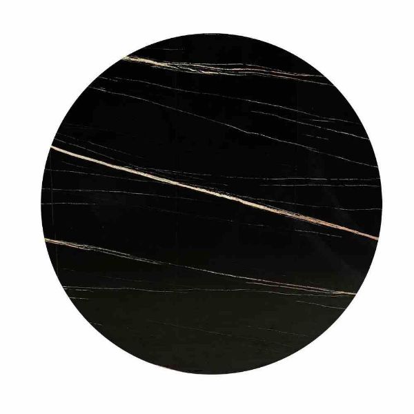 Masa dining 180 cm cu blat negru de marmura, picioare de metal finisat argintiu Marble