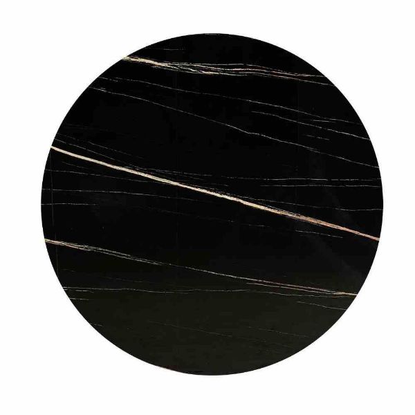 Masa dining 220 cm cu blat negru de marmura, picioare de metal finisat auriu Marble