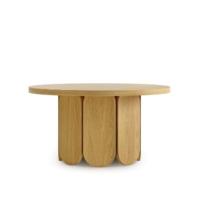 Masuta cafea rotunda din MDF si PAL cu furnir de stejar Craft 