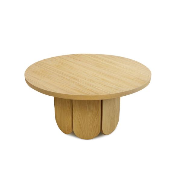 Masuta cafea rotunda din MDF si PAL cu furnir de stejar Craft 