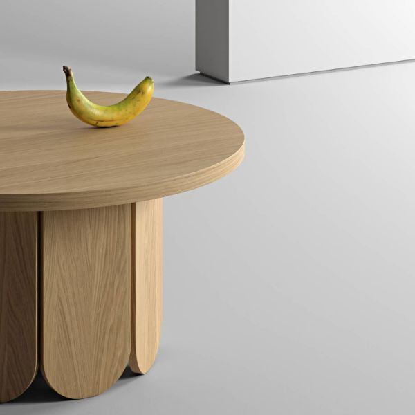 Masuta cafea rotunda din MDF si PAL cu furnir de stejar Craft 