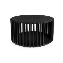 Masuta cafea din stejar masiv si MDF cu finisaj negru Round