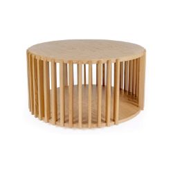 Masuta cafea stejar, finisaj natur, Round