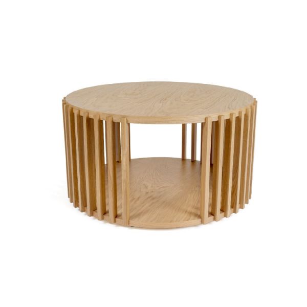 Masuta cafea stejar, finisaj natur, Round - Stil modern