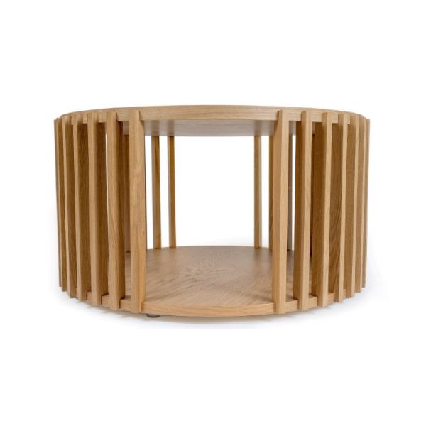 Masuta cafea stejar, finisaj natur, Round