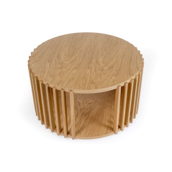 Masuta cafea stejar, finisaj natur, Round