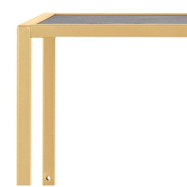 Biblioteca asimetrica 3 rafturi, MDF melaminat si metal, auriu cu negru, Seaford