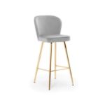 Scaun bar tapitat gri deschis/auriu Aniel 70
