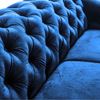 Canapea fixa 3 locuri, picioare lemn, textil albastru, Valentino