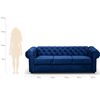 Canapea fixa 3 locuri, picioare lemn, textil albastru, Valentino