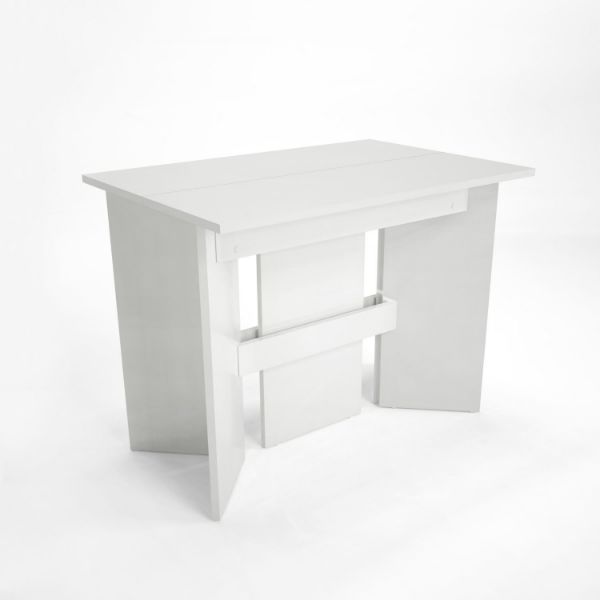 Consola/masa dining extensibila alb lucios Vano