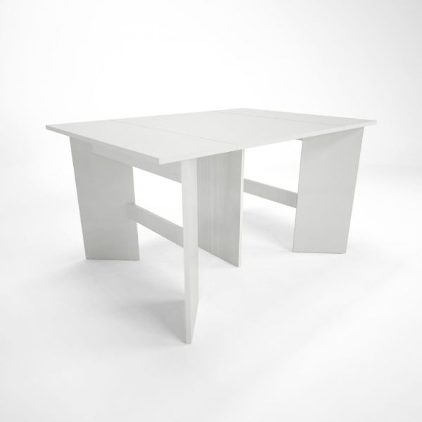 Consola/masa dining extensibila alb lucios Vano
