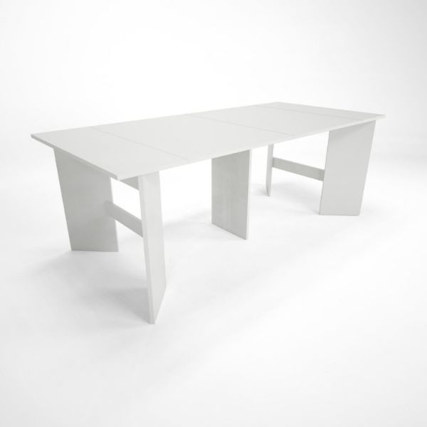 Consola/masa dining extensibila alb lucios Vano