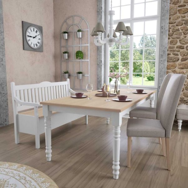	Masa dining fixa 160 cm alb/natur Cristina