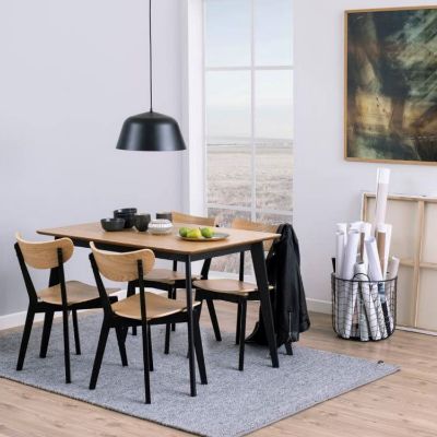 Masa dining fixa 120 cm stejar/negru Roxby