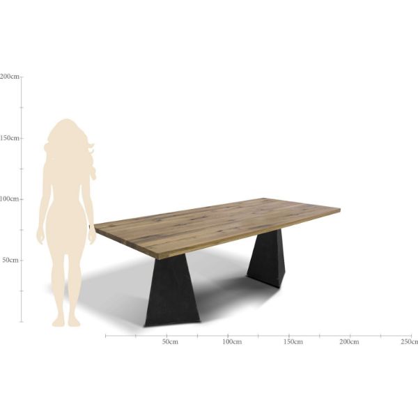 Masa fixa 200 cm stejar/negru Thalia