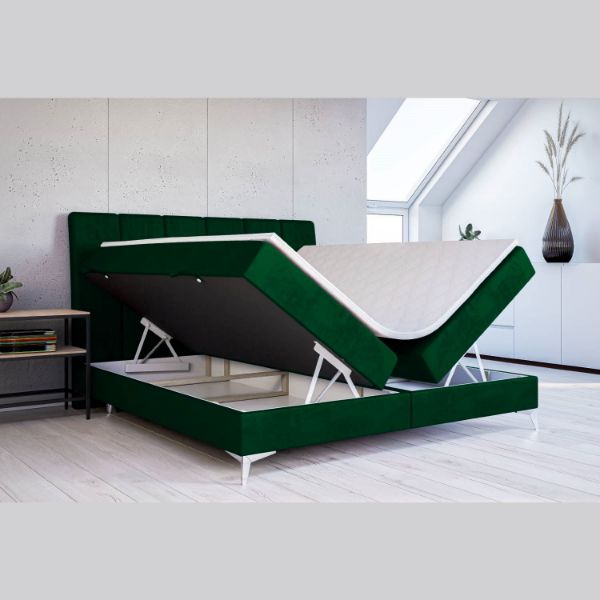 Pat tapitat boxspring 140 x 200 cm verde Anaida