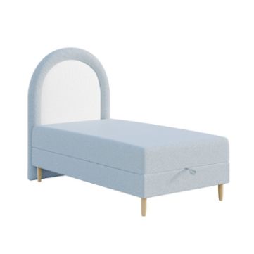 Pat tapitat boxspring copii 90 x 160 cm albastru deschis Baloo