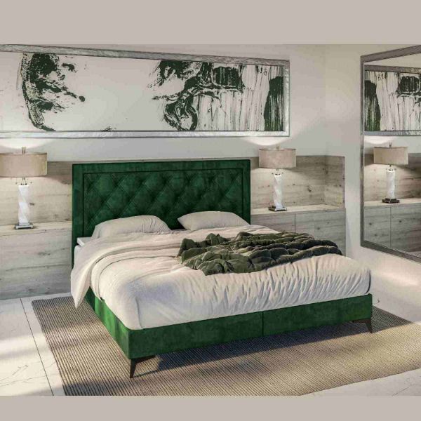 Pat tapitat boxspring 140 x 200 cm verde Duna