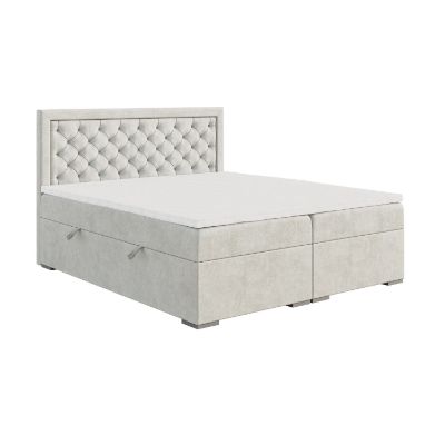 Pat tapitat boxspring 180 x 200 cm, gri deschis, Bloom