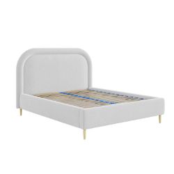 Pat tapitat cu somiera rabatabila 180 x 200 cm gri deschis Melania