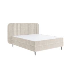 Pat tapitat boxspring 140 x 200 cm alb murdar Sonia
