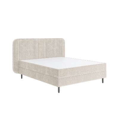Pat tapitat boxspring 160 x 200 cm alb murdar Sonia