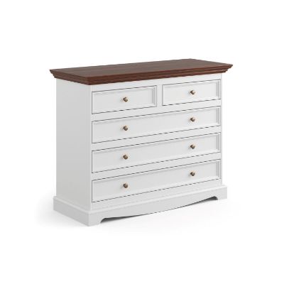 Comoda cu 5 sertare alb/top nuc Eliza