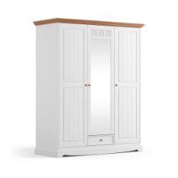 Dulap cu 3 usi si 1 sertar alb/top stejar Eliza