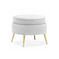 Taburet rotund gri deschis/auriu Muza