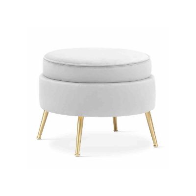 Taburet rotund gri deschis/auriu Muza