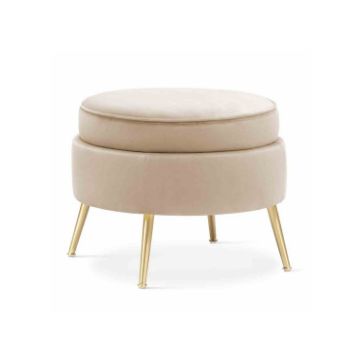 Taburet rotund cappuccino/auriu Muza