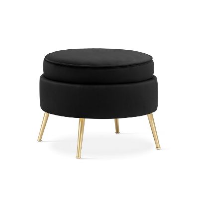 Taburet rotund negru/auriu Muza