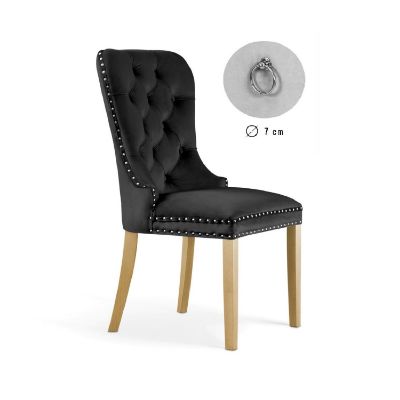 Scaun tapitat negru/stejar Madame