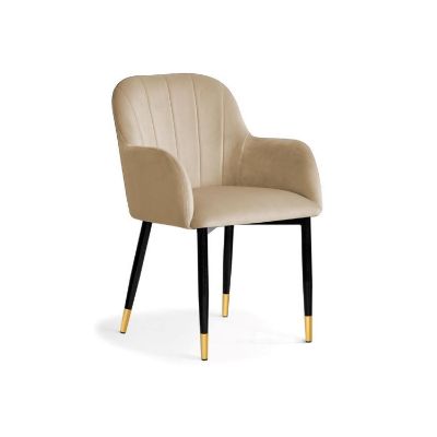 Scaun tapitat cu brate negru auriu/cappuccino Tulip