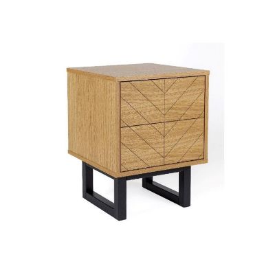 	Noptiera, PAL, lemn masiv, furnir, decor Herringbone, stejar, Ramden