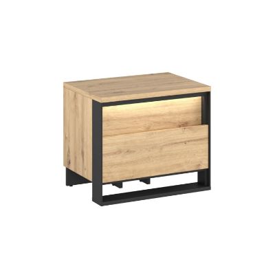 Noptiera cu 2 sertare LED stejar salbatic/negru Quant
