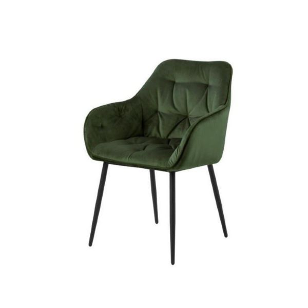 	Scaun tapitat, catifea, verde padure/negru Brooke