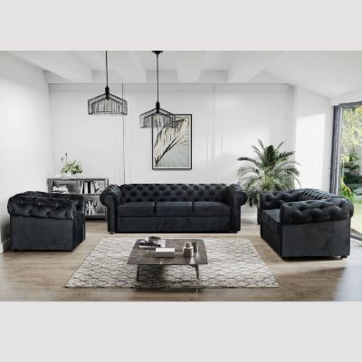 Set de canapele 3-2-1 negru Valentino