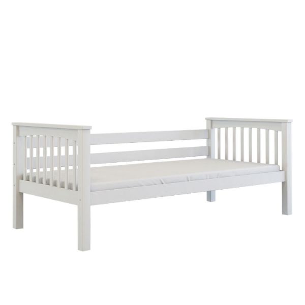 Pat 90 x 200 cm din lemn de fag cu finisaj alb Lea