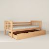 Pat 90 x 200 cm din lemn de fag natur cu sertar Lea