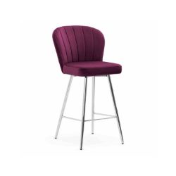 Scaun bar tapitat mov inchis/argintiu Shelly 60