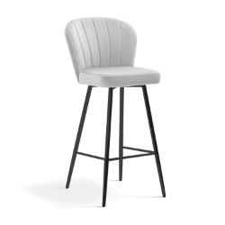 Scaun bar tapitat gri deschis/negru Shelly 70