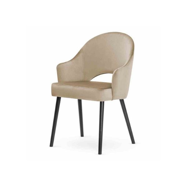 Scaun tapitat cu brate cappuccino/negru Goda Plus