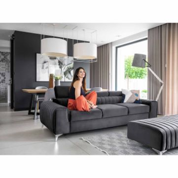 Canapea extensibila 3 locuri gri inchis Laurence 