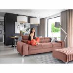 Canapea extensibila 3 locuri roz Laurence