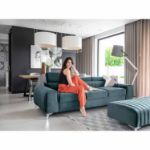 Canapea extensibila 3 locuri albastru deschis Laurence